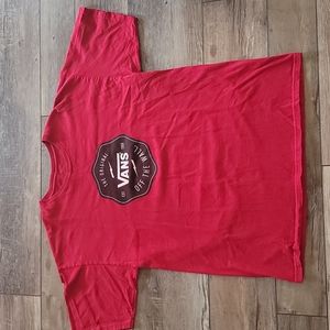 Classic Red VANS Big Circle Off The Wall Logo Spell Out Tshirt